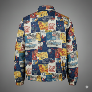 Veste américaine vintage à imprimé graphique, veste coach légère coupe-vent, veste coach pour homme, veste à boutons pression - Product Image 2