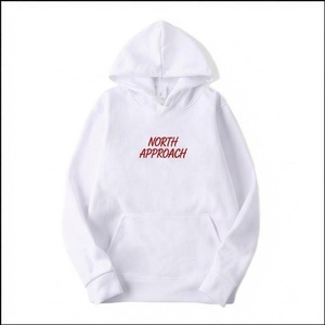 North Approach Hoodie <b>Men</b> White Cotton French Terry Casual Hooded Sweatshirt Front Pocket Regular Fit Autumn Wear - Product Image 1
