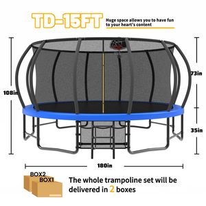 Trampolino Ricreativo da 15 Piedi con Canestro da Basket, Scala, Sacca Porta Scarpe e Rivestimento Galvanizzato Antiruggine - Giocattoli per Saltare - Product Image 3