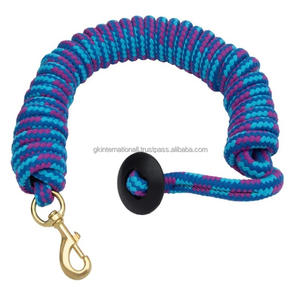 Handcrafted New Arrival Poly cotton Horse Lead rope custom sizes bulk order with solid brass <b>snap</b> <b>hook</b> horse lead rope - Product Image 1