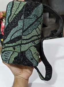 Bolso Rectangular Hecho a Mano con Cuentas de Vidrio y Bordado de Poliéster, con Patrón de Mariposas Coloridas, Artesanía Textil, Lavable, para Uso Diario - Product Image 4
