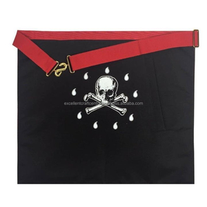 Tablier maçonnique personnalisé résistant à l'eau, brodé en 3D, motif circulaire en tissu rouge et blanc, badges à coudre, vêtement de luxe - Product Image 4