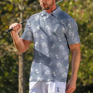 Polo personnalisé à motif feuille de Monstera pour homme, manches courtes, respirant, en polyester, pour le golf ou décontracté, impression sur mesure, fourniture en gros OEM - Product Image 3