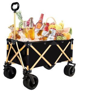 Carrello Pieghevole in Lega di Alluminio Resistente con Ruote Grandi, Manico Regolabile e Portabevande per Campeggio e Spiaggia - Product Image 1