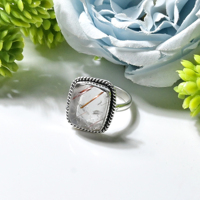 Bague en quartz rutilé rouge, cabochon, faite à la main, sertie de pierres oxydées plaquées argent, style vintage, pour femme, cadeau de mariage ou de fête pour elle