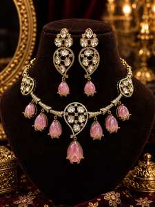 Ensemble de collier traditionnel en laiton plaqué or, style indien, tendance, pour mariage, fête et fiançailles, pour femmes, réglable - Product Image 6