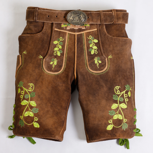 Shorts Bermuda Homme Décontractés en Polyester Imperméables Anti-UV avec Logo Personnalisé, Taille Haute et Fermeture Boutonnée, Style Bavarois Lederhosen Uni - Product Image 1