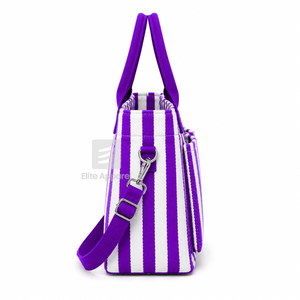 Custom National Council of Negro Women Tote bag purple and White Embroidered Logo Striped Daily Large Capacity Canvas Tote bag - Product Image 4