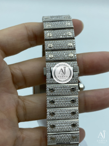Montre mécanique Miyota à cadran carré, bracelet en acier inoxydable de 20 mm, analogique, incrustation de diamants, bijoux de luxe, cadeau - Product Image 4