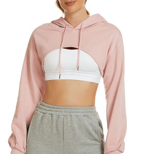 Sudadera Corta con Capucha para Mujer, Moda de Verano, Sudadera de Felpa Francesa, Logotipo Personalizado, Mezcla de Algodón, Ligera y Transpirable - Product Image 1