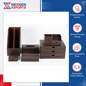 Global Distributor Selling High Quality Custom Size Design PU Leather Three-Layer Eco-friendly Handmade Storage Box <b>Desk</b> Set for - Product Image 3