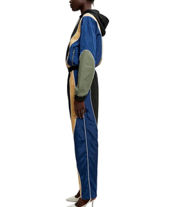 Conjunto Deportivo Casual de Invierno para Mujer, Chaqueta Cortavientos de Alta Calidad, Diseño de Bloques de Color Personalizado, 2 Piezas, Cierre Completo, Pantalones Jogger, 100% Nailon - Product Image 4