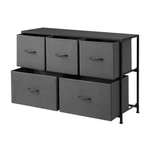 Commode de rangement en tissu à 5 tiroirs de 40 po de large pour chambre à coucher, cadre en métal gris - Product Image 5