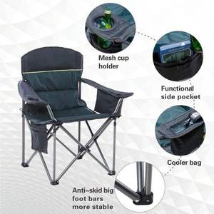 Chaise de camping pliable portable avec porte-gobelets, chaise rembourrée surdimensionnée pour les activités de plein air - Product Image 2