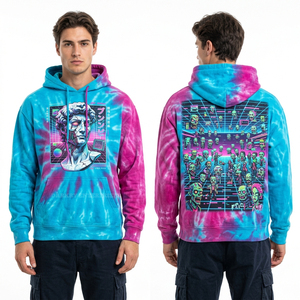 Sweat à capuche homme en molleton de coton épais, vert délavé à l'acide, avec motif guerrier samouraï zombie, style streetwear, personnalisé - Product Image 5