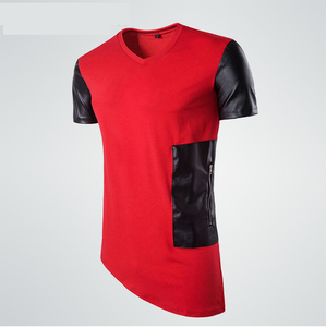 Custom Genuine Leather Crew Neck Breathable Eco-Friendly Quick Dry Womens Short Sleeve Leather Sleeve T-Shirt For Girls Hot Sale - Product Image 3