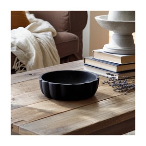 Bol de service décoratif en bois fait main, design minimaliste sculpté, finition noire, article décoratif pour servir les aliments - Product Image 6