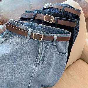 Shorts de mezclilla de verano para mujer, de cintura alta, sencillos, adelgazantes, de pierna ancha, corte A, estilo pantalón corto. - Product Image 5