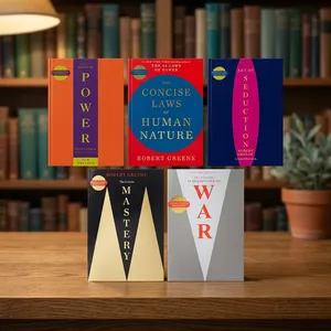 Ensemble de 5 livres de Robert Greene, édition brochée, auto-bien-être, haute qualité, best-seller : Les 48 lois du pouvoir, Maîtrise de la puissance, Séduction, Guerre, Nature humaine - Product Image 4