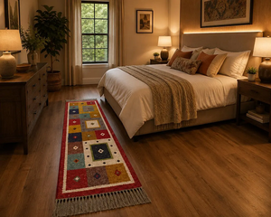 Colorful Southwestern Kilim Handwoven Wool Jute <b>Runner</b> <b>Rug</b> Geometric Patchwork Boho Tribal Hallway Entryway Custom Size Carpet - Product Image 2