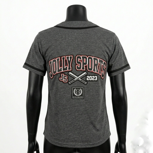 Maillot de baseball pour femme en mélange de polyester respirant, gris avec bordure noire, logo personnalisé en sergé thermocollé, maillot de baseball en coton pour femme - Product Image 2