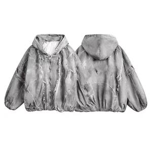 Oversized Hooded Tie-Dye Patchwork <b>Jacket</b> Unisex Lantern Sleeve Woven Polyester Breathable Autumn Streetwear Regular Fit - Product Image 1