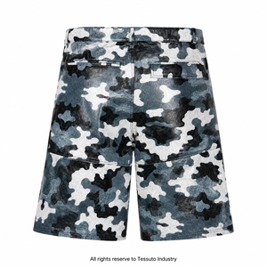Custom Printed Genuine Leather Waterproof Eco-Friendly <b>Men's</b> <b>Camo</b> Mid Knee-Length Jorts OEM Private Label Streetwear Low MOQ - Product Image 3