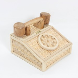 ของเล่นโทรศัพท์หวายธรรมชาติคุณภาพดีที่สุดสำหรับเด็ก เสริมสร้างจินตนาการ เล่นบทบาทสมมติ ของเล่นโทรศัพท์เครื่องใช้ไฟฟ้าในบ้าน - Product Image 2