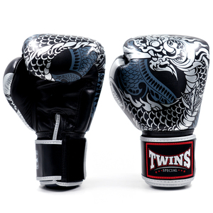 Guantes de Boxeo Twins de Cuero Genuino, Diseño OEM, Cuero Vacuno Real, Color Dorado y Negro, Impresión Serigrafiada, Guantes Profesionales de Boxeo Twins OEM - Product Image 4