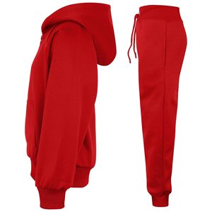 Boys Red Hooded Zipper Sweatshirt Full Sleeve Solid Color Casual Autumn Wear 100% Cotton Side Pockets Regular Fit - Product Image 3