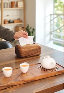Modern Wooden Tissue Box Holder Minimalist <b>Rustic</b> Design Handmade Tissue Case for Home Office and Dining <b>Table</b> Decor - Product Image 3