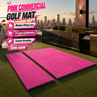 Tapis de frappe de golf modulaire en nylon rose 5x5FT pour simulateur de golf commercial