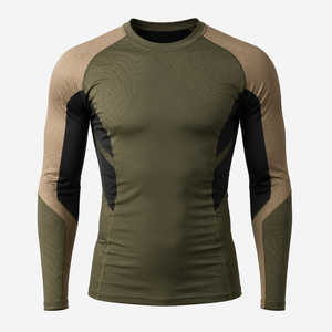 Maillot de bain Rash Guard pour homme à manches longues, protection UV, respirant, séchage rapide, avec logo frontal, haut de plage athlétique - Product Image 3