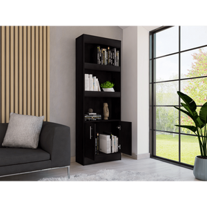 DEPOT E SHOP Libreria Dozza a doppia anta con tre ripiani e ferramenta in metallo nero - Product Image 2