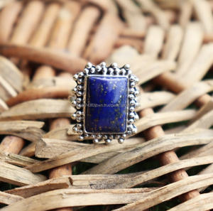 Classic Style 925 Sterling Silver Handmade Bezel Setting <b>Ring</b> Natural <b>Lapis</b> <b>Lazuli</b> Onyx Gemstone Wedding Party-Valentine Gift - Product Image 3