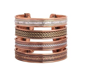Brazalete Magnético de Cobre con Diseño Floral Clásico, Ajustable, Grabado, Chapado en Cobre Antiguo, Unisex, para Regalo - Product Image 5