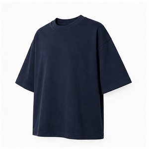 Wholesale Custom <b>Navy</b> <b>Blue</b> Oversized T <b>Shirts</b> Unisex Blank Drop Shoulder Crew Neck Short Sleeve Loose Fit Streetwear Tees - Product Image 4