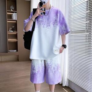 Ensemble de vêtements pour hommes tendance, t-shirt à manches courtes et pantalon d'été pour hommes, ensemble décontracté imprimé - Product Image 6