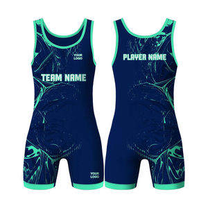 Combinaisons de lutte sublimées personnalisées, uniforme d'entraînement d'équipe professionnel, vêtements de compétition respirants en lycra et spandex pour hommes et jeunes - Product Image 4
