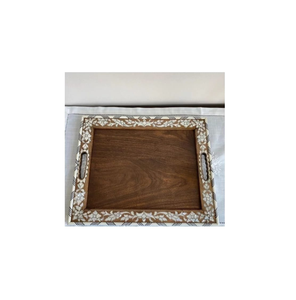 Bandeja de Madera y Nácar para Chocolate en Oferta, Forma Cuadrada, Regalo para Eid, Bandeja para Servir Dulces - Product Image 1