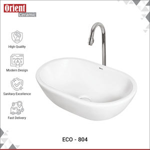 Large gamme de produits, haute qualité, fabriqué en Inde, utilisation en salle de bain, lavabo de table en céramique blanche de forme ovale unique pour usage domestique - Product Image 2