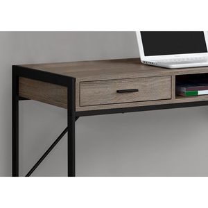 Contemporary Modern 48\"L Home <b>Office</b> Laptop Computer Desk with Storage <b>Drawers</b> Brown Laminate and Black Metal - Product Image 3