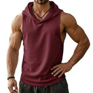 Premium Wholesale Men Sleeveless Hooded Muscle Tank Top Cotton <b>Blend</b> Breathable Gym Training Fitness Workout Tank Tops For Men - Product Image 1