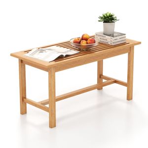 Table de patio rectangulaire élégante - Table d'appoint en teck de 36 pouces avec plateau à lattes - Meubles d'extérieur pour jardin et bord de piscine - Product Image 1