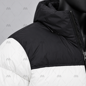 Unisex Winter Stand-Up Canvas Zipper Eco-Friendly Windproof Plain Dyed Cotton Fleece-Lined <b>Puffer</b> <b>Jacket</b> Loose-Fit Couple's - Product Image 6