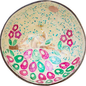 Bol en Coque de Noix de Coco Poli Fait Main de Haute Qualité, Écologique, Motif Floral, Couleur Personnalisable, Taille Personnalisable, Durable - Product Image 4