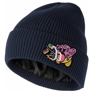Unisex Ribbed <b>Knit</b> Beanie Hat Solid Color Winter Warm Cap Casual Style <b>for</b> Adult Head Circumference Character Embroidery - Product Image 2