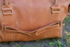 กระเป๋าหนังแท้แบบดัฟเฟิล กระเป๋าเดินทางวินเทจสำหรับวันหยุดสุดสัปดาห์  ขนาดใหญ่ น้ำหนักเบา ซิปปิด  สำหรับทุกเพศ  ขายตรงจากโรงงาน - Product Image 5