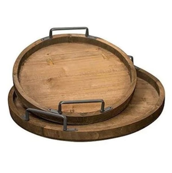 Hot Sale Luxury Style Food Snacks Cake Serving Tray Natural Finishing Dinnerware Table Decoration Wooden Trays