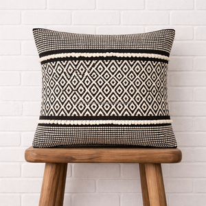 Housse de coussin décorative bohème de haute qualité en coton et laine, tissée à la main, pour canapé, noire, texturée - Product Image 6